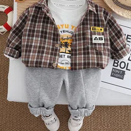 StyleCast x Revolte Boys Checked T-shirt and Shirt with Trousers-picture-17