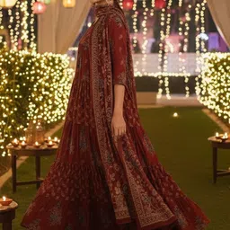 KALINI Women Ethnic Motifs Printed Tiered Kurta with Trousers & With Dupatta image 3