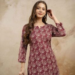 PURSHOTTAM WALA Ethnic Motifs Printed V-Neck Straight Kurti-picture-38