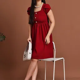 CORSICA Puff Sleeve Crepe Fit & Flare Dress image 3