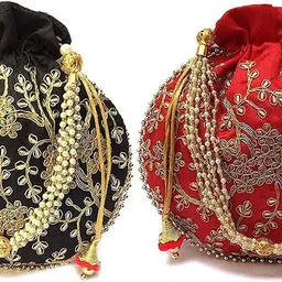 vinod handicrafts Women Black, Red Potli-picture-12
