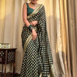 CaniBani Woven Design Zari Silk Blend Banarasi Saree image 5