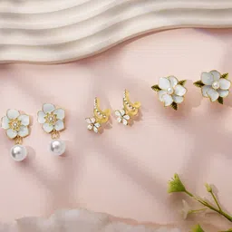 Estailo fashion Set Of 3 Gold-Plated Spiked Studs-picture-16