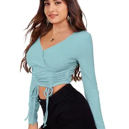 Fashion2wear Crepe Wrap Crop Top image 4