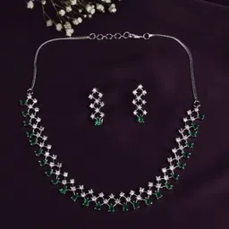 LA FILLE D'OR Silver - Plated Cubic Zirconia Studded Jewellery Set image 1