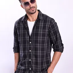 The Roadster Lifestyle Co Checked Pure Cotton Shirt-image-77