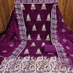 LeeliPeeri Designer Embroidered Unstitched Dress Material image 2