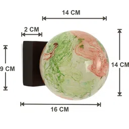 1ST TIME Multicoloured & White Textured Wood Contemporary Spherical Shaped Wall Lamp image 4