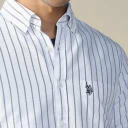 U.S. Polo Assn. Men Tailored Fit Vertical Striped Pure Cotton Casual Shirt image 3