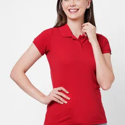 Wear Your Opinion Women Solid Polo Collar Cotton T-shirt-image-19
