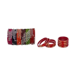SOMIL Set Of 32 Artificial Stones-Studded Bangles-image-21