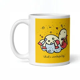 Mr UVD White & Yellow Graphic Printed Ceramic Mug 350 ml-picture-31