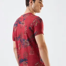 SPYKAR Men Abstract Printed Round Neck Cotton Slim Fit T-shirt image 2