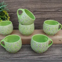 laghima jadon Green Printed Ceramic Glossy Cups Set of Cups and Mugs image 2
