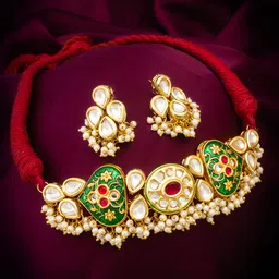 Anouk Gold Plated Kundan Studded & Beaded Jewellery Set-image-72