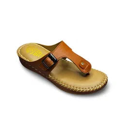 ASHO WITH FASHION MADE GLOBAL Women Textured T-Strap Flats with Buckles-image-67