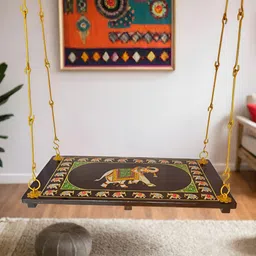 JAIRI TRADERS Brown & Green Printed Wooden Swings-image-47