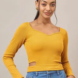 Mayra Ribbed Sweetheart Neck Cut Out Crop Top-picture-30