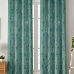 GEET CREATIONS Blue Set of 2 Floral Long Door Curtain-picture-34