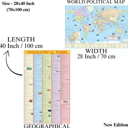 eoimarketing Pack of 2 World Political & Geographical Term Chart Map | 70x100 cm / 28x40 inch | 90 GSM Thick Paper | Extra Quality Print | New Edition with QR Code | SSC, UPSC & Competitive Exams Paper Print Paper Print image 4
