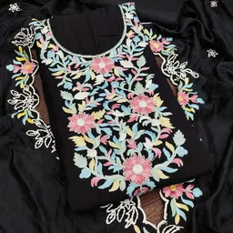 SHADOW & SAINING Embroidered Pure Silk Semi-Stitched Dress Material-picture-27