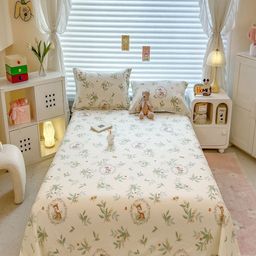 JC HOME White & Green Floral Printed Cotton 220 TC Queen Bedsheet Set 2.30m x 1.80m-picture-7