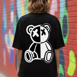 BENNY BROOKS Women Printed Drop-Shoulder Sleeves Oversized Longline T-shirt image 3