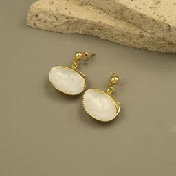 ARTKLIM Stainless Steel Gold-Plated Oval Shaped Anti Tarnish Drop Earrings-picture-36