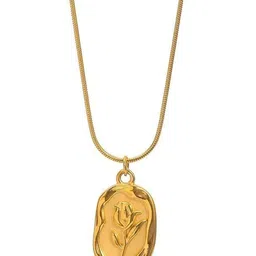 Palli Creation Gold Plated Stainless Steel Flower Design Pendant With Chain image 3