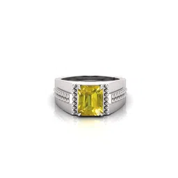 RRVGEM 9.25 KT Yellow Sapphire Silver Plated Adjustable Ring image 2