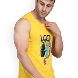 SLOWLORIS Pack Of 2 Typography Printed Sleeveless Cotton Gym Vests image 2