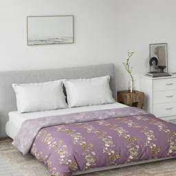 DDecor Purple Floral Printed Pure Cotton Mild Winter 120 GSM Double Bed Dohar-image-3