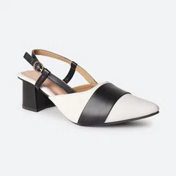 Street Style Store Colourblocked PU Block Pumps image 3