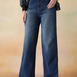 Flying Machine Women Wide Leg High-Rise Light Fade Stretchable Jeans-image-95