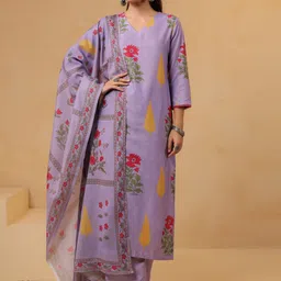 Anni Designer Floral Printed V-Neck Straight Kurta With Palazzos & Dupatta-image-39