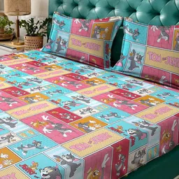 Klotthe Multicolor Printed 400TC Pure Cotton Double King Bedsheet with 2 Pillow Covers image 3