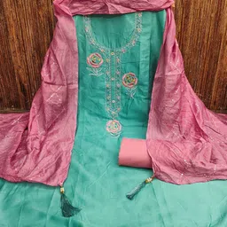 KALINI Embroidered Unstitched Dress Material image 3