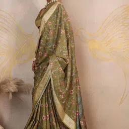 TIRA Floral Poly Crepe Saree image 2