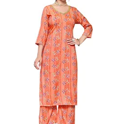 London Hills Women Floral Printed Regular Kurti with Palazzos image 5