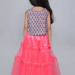 MANY FROCKS & Girls Printed Gotta Patti Net Ready to Wear Lehenga Blouse With Dupatta image 5