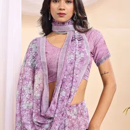 Leelavati Floral Printed Pure Chiffon Saree image 5