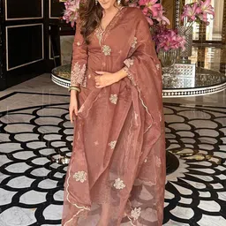 Moda Rapido Women Floral Embroidered Thread Work Kurta with Palazzos & With Dupatta image 5