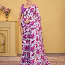 Garden Vareli Floral Pure Chiffon Saree-picture-22