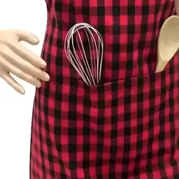 KANUSHI INDUSTRIES Black & Red Checked Cotton Waterproof Chef Apron image 3