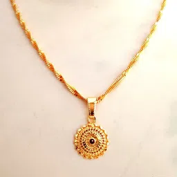 Nawab Collection Gold-Plated Artificial Stones Studded Circular Shaped Pendant With Chain-picture-16