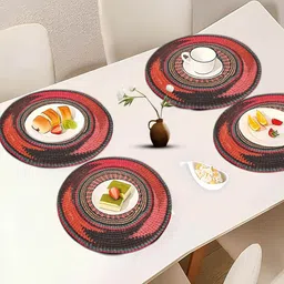 Aura Red & Pink Digital Printed Cotton Round Shaped Table Placemats image 3