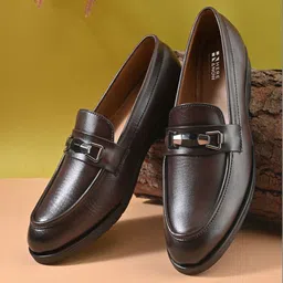 HERE&NOW Synthetic Leather Round Toe Slip-On Formal Shoes-picture-15