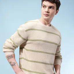 glitchez Self-Striped Ribbed Relaxed Pullover-image-8