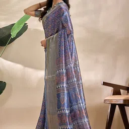 LALITATEX Ethnic Motifs Zari Silk Blend Mysore Silk Saree image 4