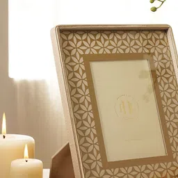 Pure Home and Living Beige & Gold-Toned Self Design MDF Table Photo Frame image 3